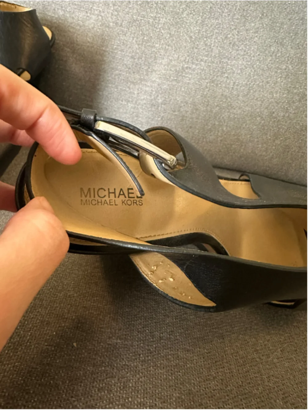 Michael Kors Black and Tan Wedge Sandals Size 9